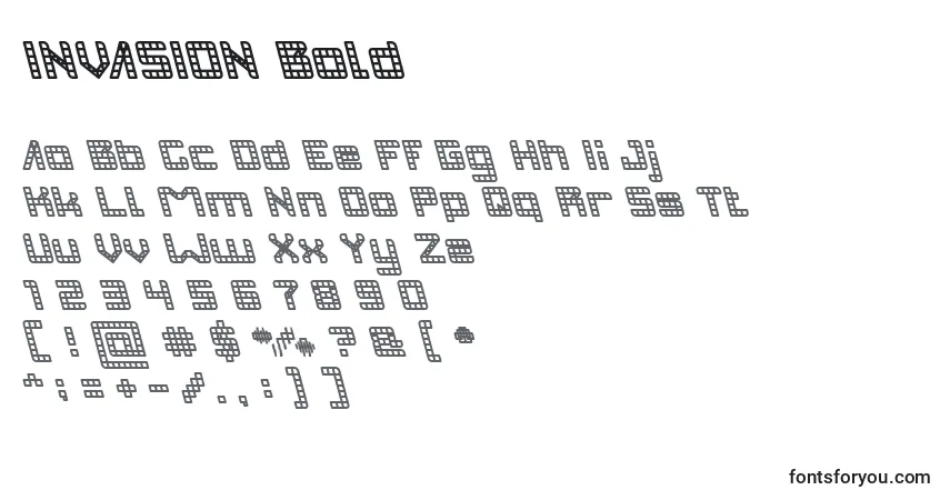 Шрифт INVASION Bold – алфавит, цифры, специальные символы