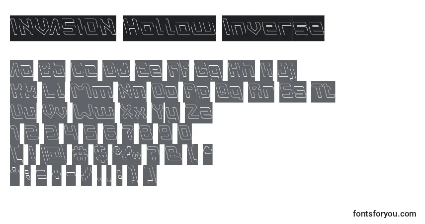 INVASION Hollow Inverse Font – alphabet, numbers, special characters