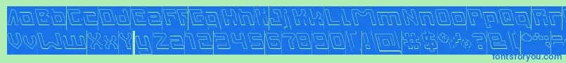 INVASION Hollow Inverse Font – Blue Fonts on Green Background