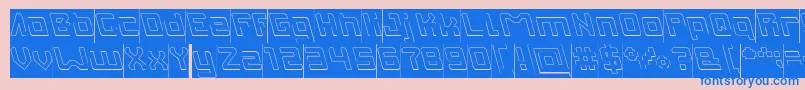 INVASION Hollow Inverse-Schriftart – Blaue Schriften auf rosa Hintergrund