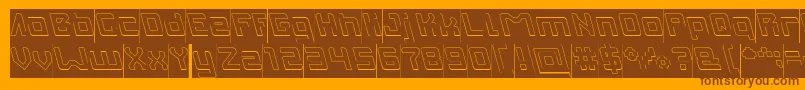 INVASION Hollow Inverse-Schriftart – Braune Schriften auf orangefarbenem Hintergrund