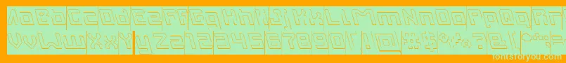 INVASION Hollow Inverse-Schriftart – Grüne Schriften auf orangefarbenem Hintergrund