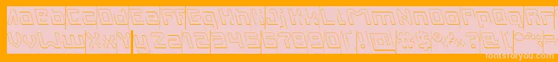 INVASION Hollow Inverse-Schriftart – Rosa Schriften auf orangefarbenem Hintergrund