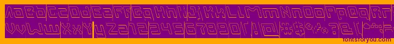 INVASION Hollow Inverse-Schriftart – Violette Schriften auf orangefarbenem Hintergrund