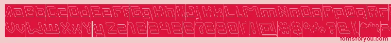 INVASION Hollow Inverse-Schriftart – Rote Schriften auf rosa Hintergrund