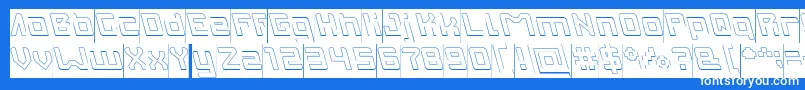 INVASION Hollow Inverse-Schriftart – Weiße Schriften auf blauem Hintergrund