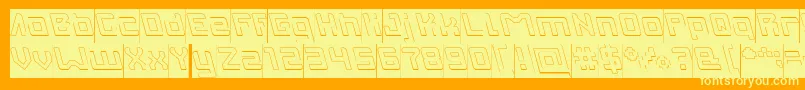 INVASION Hollow Inverse-Schriftart – Gelbe Schriften auf orangefarbenem Hintergrund