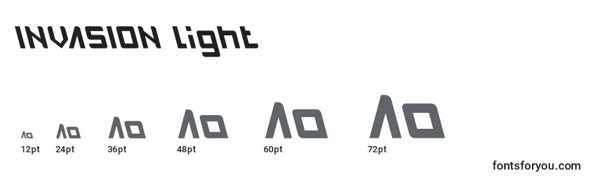 Размеры шрифта INVASION light