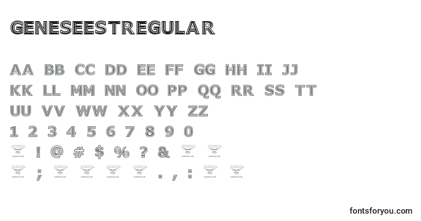A fonte GeneseestRegular – alfabeto, números, caracteres especiais