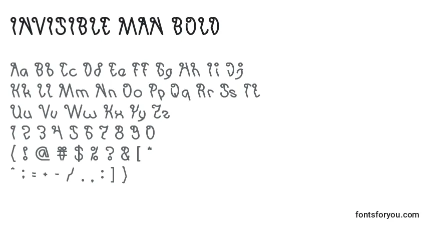 Шрифт INVISIBLE MAN BOLD – алфавит, цифры, специальные символы
