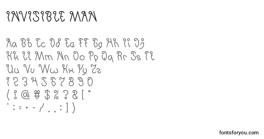 Czcionka INVISIBLE MAN – alfabet, cyfry, specjalne znaki