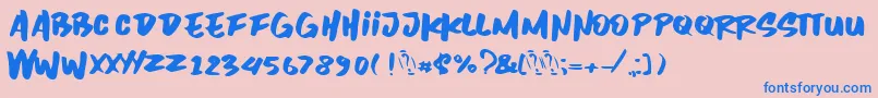 Inzomniac Font – Blue Fonts on Pink Background