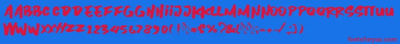 Inzomniac-Schriftart – Rote Schriften auf blauem Hintergrund