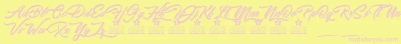 Ipanema Personal Use-Schriftart – Rosa Schriften auf gelbem Hintergrund