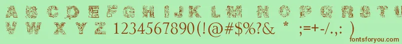 Irasuto Ji   TrueType Font – Brown Fonts on Green Background