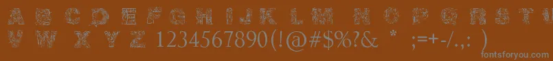 フォントIrasuto Ji   TrueType – 茶色の背景に灰色の文字