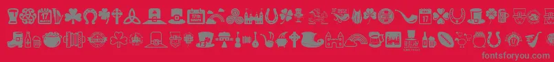 Irish-Schriftart – Graue Schriften auf rotem Hintergrund