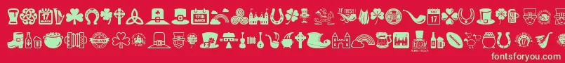 フォントIrish – 赤い背景に緑の文字