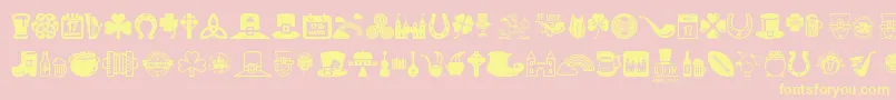 Irish-Schriftart – Gelbe Schriften auf rosa Hintergrund