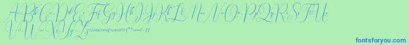 Czcionka Irlandia Script – niebieskie czcionki na zielonym tle