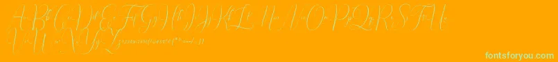 フォントIrlandia Script – オレンジの背景に緑のフォント