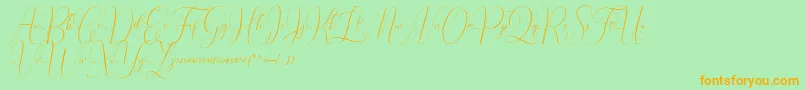 Fonte Irlandia Script – fontes laranjas em um fundo verde