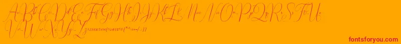 Irlandia Script-Schriftart – Rote Schriften auf orangefarbenem Hintergrund