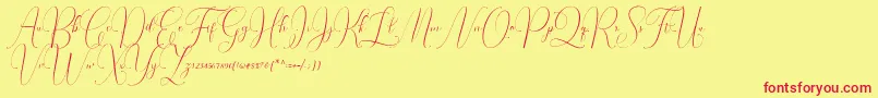 Irlandia Script-Schriftart – Rote Schriften auf gelbem Hintergrund