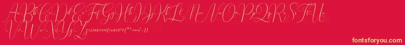 Irlandia Script Font – Yellow Fonts on Red Background