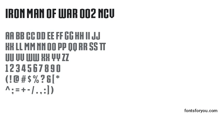 IRON MAN OF WAR 002 NCVフォント–アルファベット、数字、特殊文字