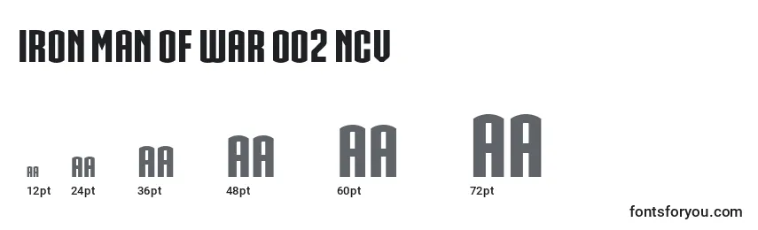 IRON MAN OF WAR 002 NCV Font Sizes