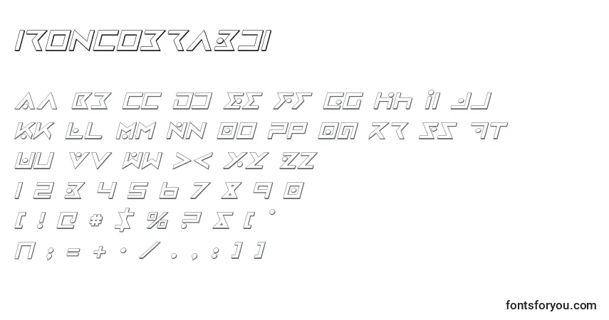 Schriftart Ironcobra3di (130519) – Alphabet, Zahlen, spezielle Symbole