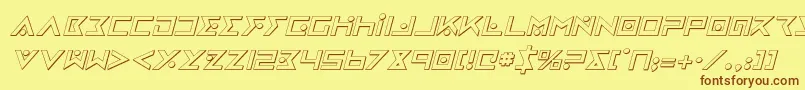 ironcobra3di-Schriftart – Braune Schriften auf gelbem Hintergrund