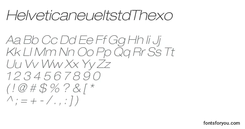 A fonte HelveticaneueltstdThexo – alfabeto, números, caracteres especiais