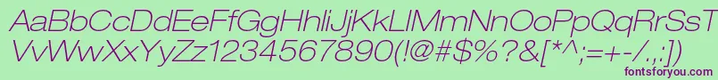 HelveticaneueltstdThexo Font – Purple Fonts on Green Background