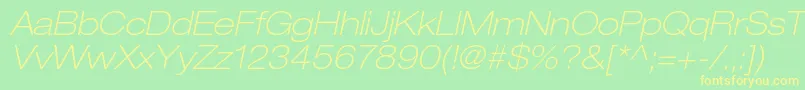 HelveticaneueltstdThexo Font – Yellow Fonts on Green Background