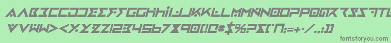 ironcobrabi-fontti – harmaat kirjasimet vihreällä taustalla