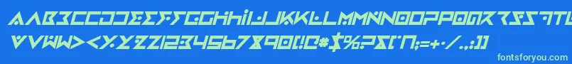 ironcobrabi Font – Green Fonts on Blue Background