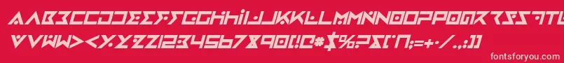 ironcobrabi-fontti – vaaleanpunaiset fontit punaisella taustalla