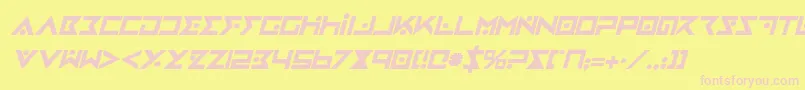 ironcobrabi-Schriftart – Rosa Schriften auf gelbem Hintergrund