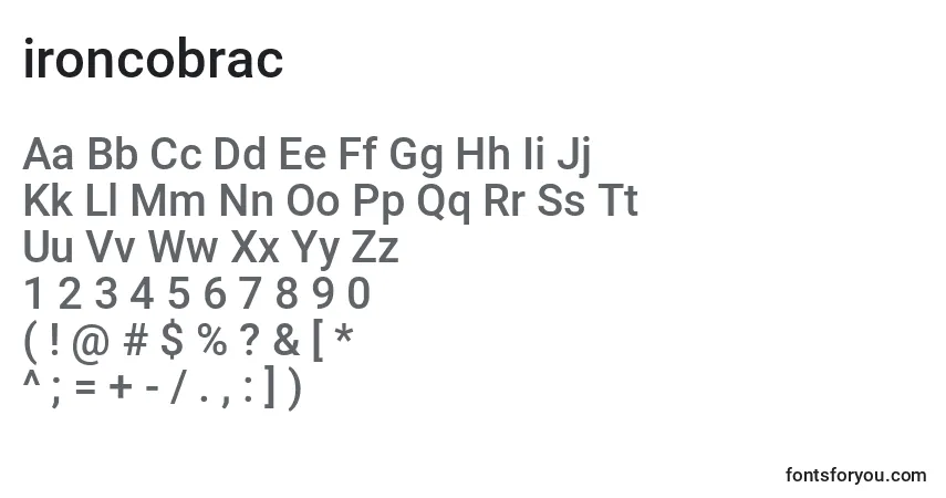 Fuente Ironcobrac (130522) - alfabeto, números, caracteres especiales
