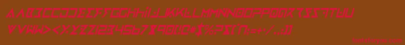 フォントironcobraci – 赤い文字が茶色の背景にあります。