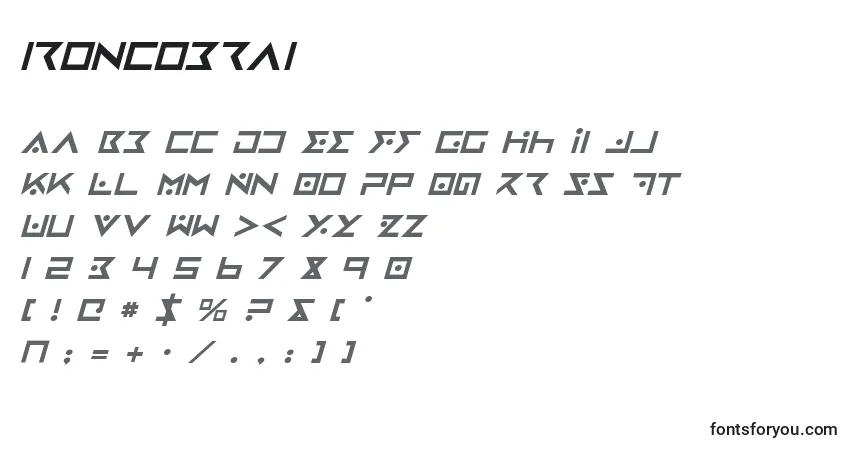 Schriftart Ironcobrai (130524) – Alphabet, Zahlen, spezielle Symbole