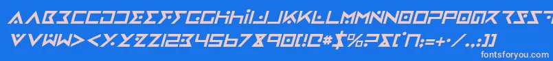ironcobrai-Schriftart – Rosa Schriften auf blauem Hintergrund