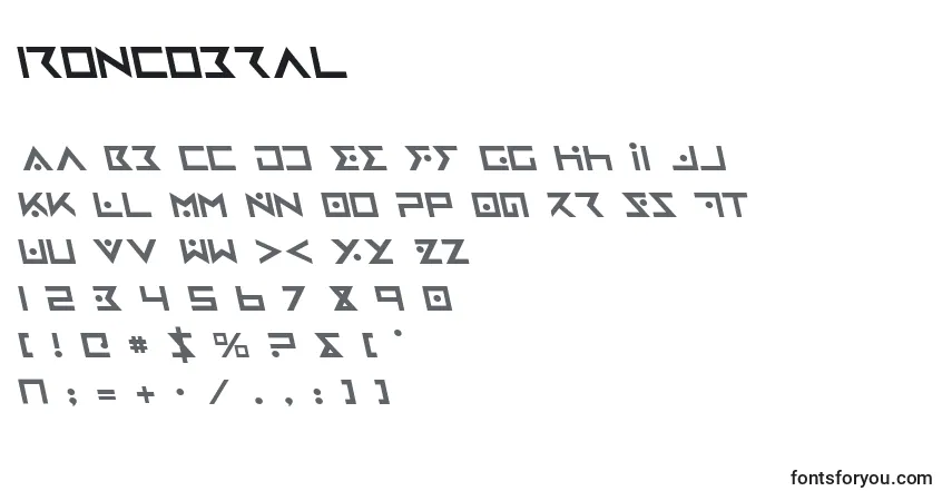 A fonte Ironcobral (130525) – alfabeto, números, caracteres especiais