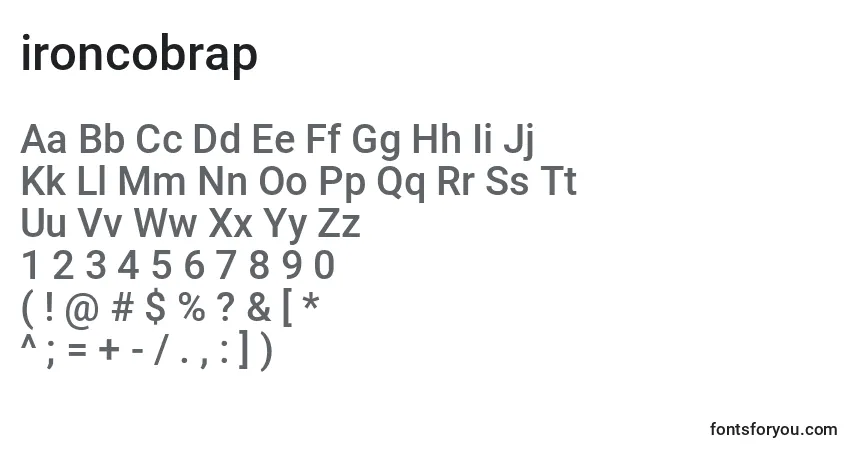 A fonte Ironcobrap (130526) – alfabeto, números, caracteres especiais