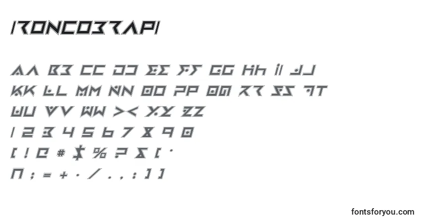 A fonte Ironcobrapi (130527) – alfabeto, números, caracteres especiais