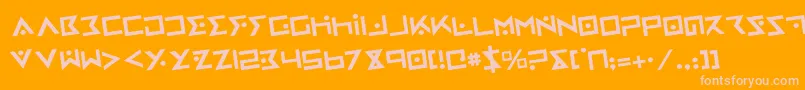 ironcobrar-Schriftart – Rosa Schriften auf orangefarbenem Hintergrund