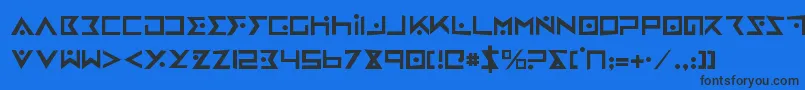 ironcobrarh-Schriftart – Schwarze Schriften auf blauem Hintergrund
