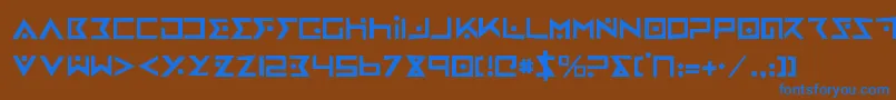 ironcobrarh-Schriftart – Blaue Schriften auf braunem Hintergrund